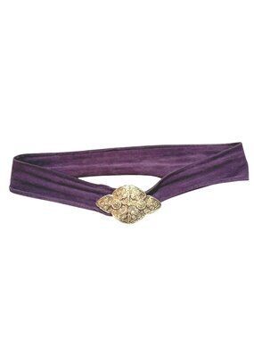 Nan Lewis Women's Hip Waist Belt Vintage Boho Suede Wide Purple Ornate Buckle